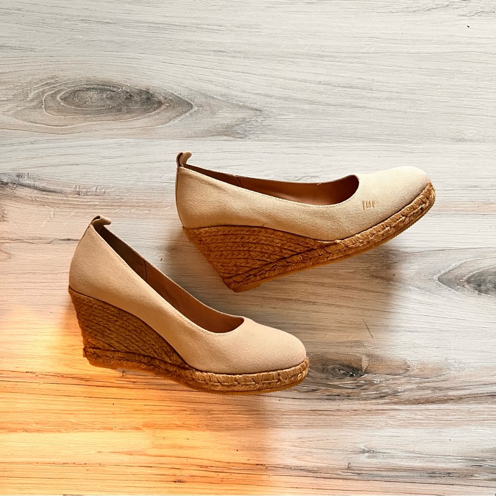 Cream and brown wedge espadrilles, EU40